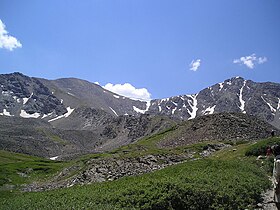 Vue du pic Grays (à gauche) et du pic Torreys (à droite).