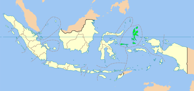 Lokasi Maluku Utara di Indonesia sebagai bahagian dari Kepulauan Maluku