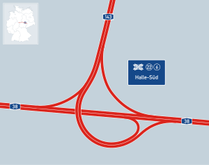 Übersichtskarte Autobahndreieck Halle-Süd