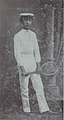 Jiang Zhen-Xiang fra Taiwan med tennisketcher, 1910'erne