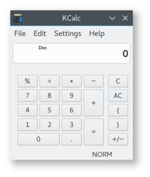 KCalc 16.12 (default view)