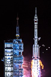 Launch of Shenzhou 13 by a Long March 2F rocket. China is one of the only three countries with independent human spaceflight capability. Launch of Shenzhou 13.jpg