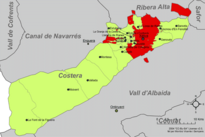 Localización de Játiva respecto a la Comarca de la Costera