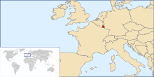 Map showing the location of Luxembourg within modern Europe LocationLuxembourg.svg