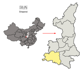 Location of Hanzhong Prefecture within Shaanxi (China).png