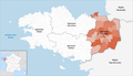 Lage des Départements Ille-et-Vilaine in der Region Bretagne