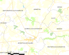Mapa obce Le Breuil-sous-Argenton