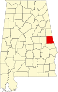 Map of Alabama highlighting Chambers County