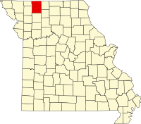 Map of Misuri highlighting Harrison County