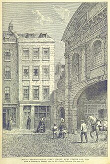 Child's Banking House on Fleet Street beside Temple Bar Gate, 1850 ONL (1887) 1.043 - Child's Banking House, Fleet Street, next to Temple Bar, 1850.jpg