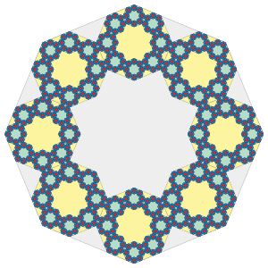 The first four iterations of the octoflake or 8-flake.