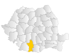 Mapa Rumunska se zvýrazněním Olt County