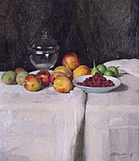 Nature morte avec fruits, huile sur toile, 50 × 50 cm.