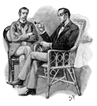 A Paget illustration of Sherlock Holmes (right) and Dr. Watson.