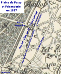 Plaine de Passy et Faisanderie en 1837 avant construction des fortifications.