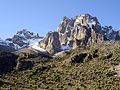 Thompson (4955 m), Batian (5199 m) and Nelion (5188 m) on Mt Kenya