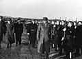Førergarden møter Qusiling på Fornebu flyplass etter hans statsbesøk hos Hitler i Berlin etter «Statsakten» i februar 1942. Foto: Riksarkivet