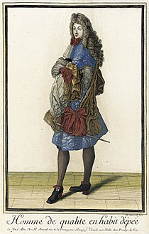 Recueil des modes de la cour de France, 'Homme de Qualité en Habit d'Epée', Nicolas Arnoult (ca. 1671-1700), 1683-1688