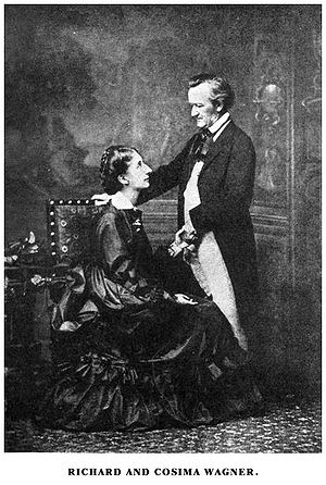 Richard Wagner and his second wife Cosima, who...