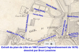 Rue Saint-Sébastien et rue du Metz sur plan de 1667