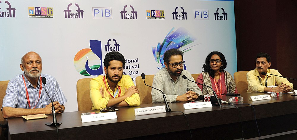 Shri A.K Bir, Shri Parambrata Chatterjee, Shri Suman Ghosh and Ms. Asha Achy Joseph addressing a press conference, at the 46th International Film Festival of India (IFFI-2015), in Panaji, Goa on November 25, 2015.jpg