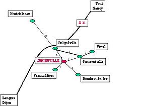 Situation relative de Suriauville