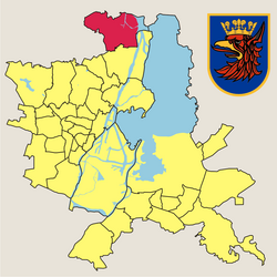 Location of Skolwin within Szczecin