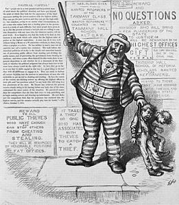 Outra das caricaturas de William M. Tweed. O fuxido exalcalde de Nova York foi detido en Vigo grazas aos debuxos de Nast.