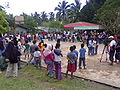 Yakan interior/east: Yakans gathered at Materling, Al Barka (Tipo-Tipo), Basilan, visited by Kapamilya broadcaster Bernadette Sembrano