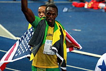 Weltmeister Usain Bolt nach seinem zweiten WM-Gold – Staffel-Gold sollte hier noch folgen