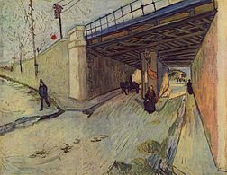 Pont ferroviaire sur une rue d'Arles. 1888