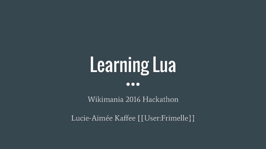 Presentation on ‘Learning Lua’ at the Wikimania Hackathon in Italy
