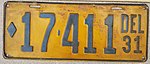 Номерной знак штата Делавэр 1931 года 17411.jpg