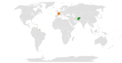 Map indicating locations of Afghanistan and France