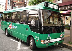 初代車両の三菱ふそう・ローザ。左が旧塗色、右は新塗装変更後 (HA15)