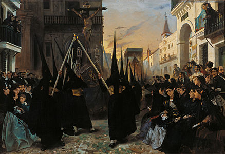 Processione di una confraternita lungo Calle Genova, a Siviglia, 1851