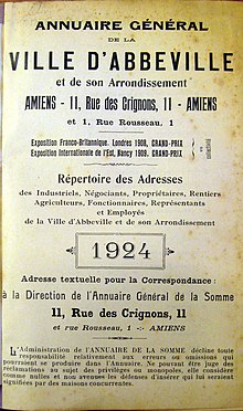 Annuaire général d'Abbeville et de son arrondissement (1924).