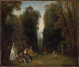 Antoine Watteau, La Perspective (vers 1715), musée des Beaux-Arts de Boston. Vue du parc du château de Montmorency.
