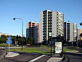 The Älgen apartment complex can be visible from the Örnsköldsvik North station bus stops, right outside the station entrance.