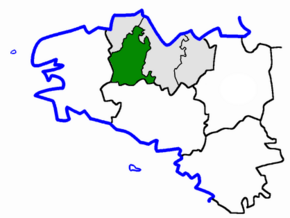 Arrondissement Guingamp na mapě regionu Bretaň