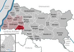 Läget för Bahlingen am Kaiserstuhl i Landkreis Emmendingen