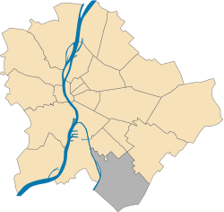 Lokasi Distrik XXIII di Budapest (ditampilkan dalam warna abu-abu)