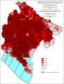 Поширеність чорногорців у Чорногорії за поселеннями (1971)