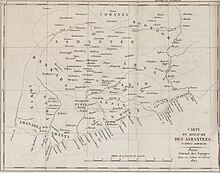 Carte des royaumes de la Côte de l'Or, avant l'accession au pouvoir de Badu Bonsu II.