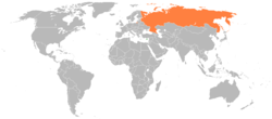 Map indicating locations of Cyprus and Russia