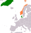 Location map for Denmark and Norway.