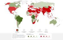 Nations living within their ecological means (shaded green) or in ecological overshoot (shaded red) in 2022. Ecological footprint.png