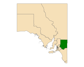 Map of South Australia with the electoral district of Chaffey highlighted