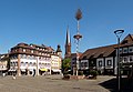 Emmendingen, la Marktplatz avec la tour de l'église évangélique de la ville