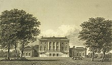 Engraving published 1819 of the Greco-Palladian south side of Castle Goring